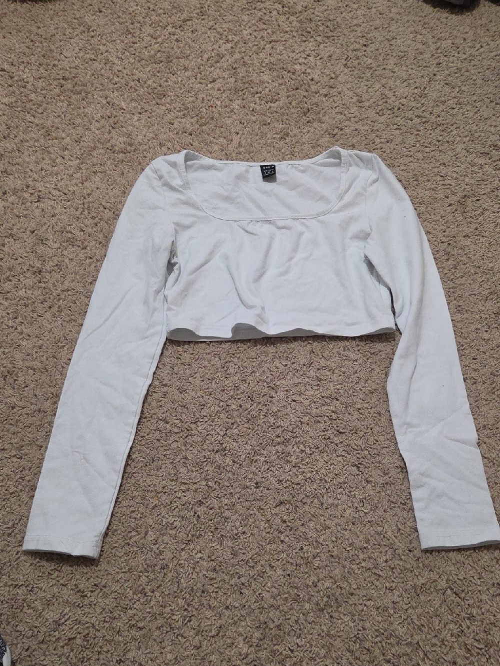 Brandy Melville White Long Sleeve Scoop Neck Crop Top
